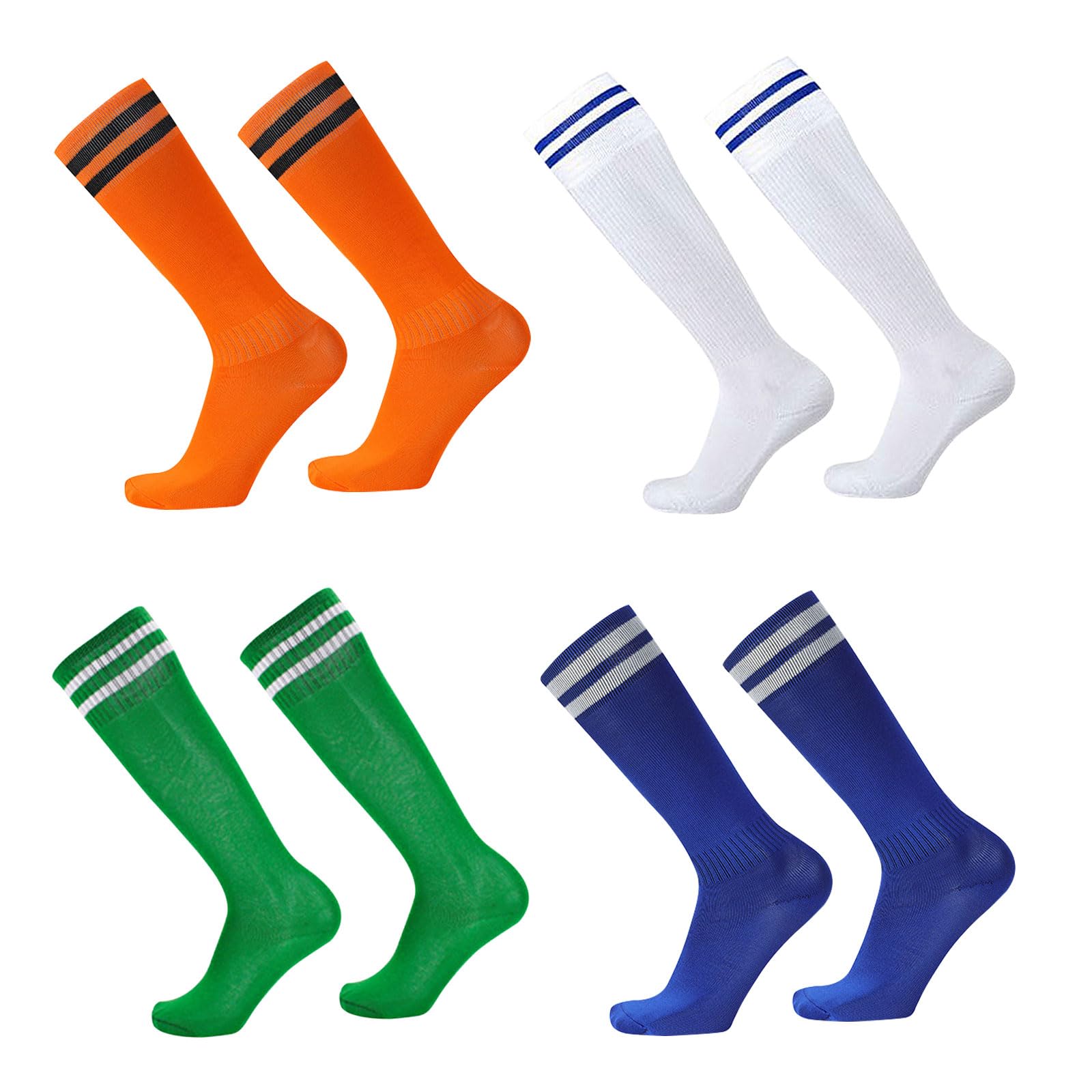 SKHAOVS 4 Pares Calcetines de Deporte Hasta Rodilla, Medias de Fútbol Largos para Niños, Calcetines de Fútbol Baloncesto Hockey Rugby Tenis, para Niños y Niñas de 5 a 12 Años, 4 Colores