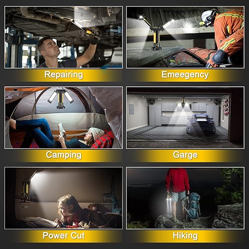 Miniatura 6 de EVBOYS Luz de trabajo LED recargable luz de trabajo LED de 4000 lúmenes con punto e inundación COB luz mecánica giratoria 270 IP67 impermeable para