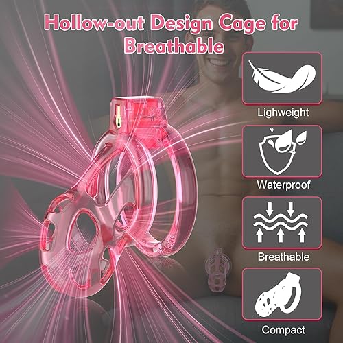 Miniatura 16 de Dispositivos de jaula de castidad masculina – Jaula de silicona suave y ligera para hombre para el pene, jaula de bloqueo de casidad transparente