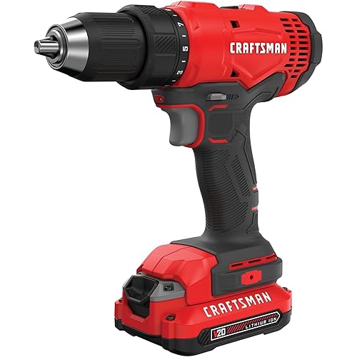 CRAFTSMAN V20 Cordless Drill/Driver Kit, 1/2 inch, Battery and Charger Included (CMCD701C2)