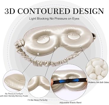 ZIMASILK Adjustable 22 Momme 100% Pure Mulberry Silk Sleep Mask
