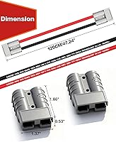 Vista 5 de IZTOSS Conector Anderson de 50 A con cable 6AWG para cable de calibre 6 a 12, conector rápido de batería, montacargas, enchufe, remolque