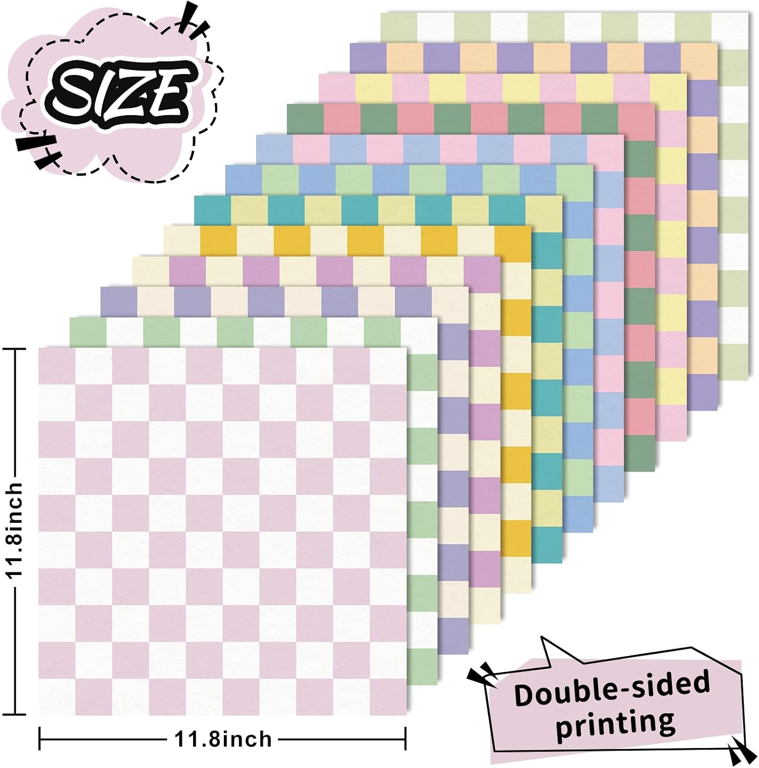 JarThenaAMCS 24 Sheets Easter Spring Pastel Plaid Pattern Paper Colorful Checkerboard Scrapbook Specialty Double Sided Decorative Craft for Summer Card Making Scrapbook Photo Album,11.8 x 11.8 Inch