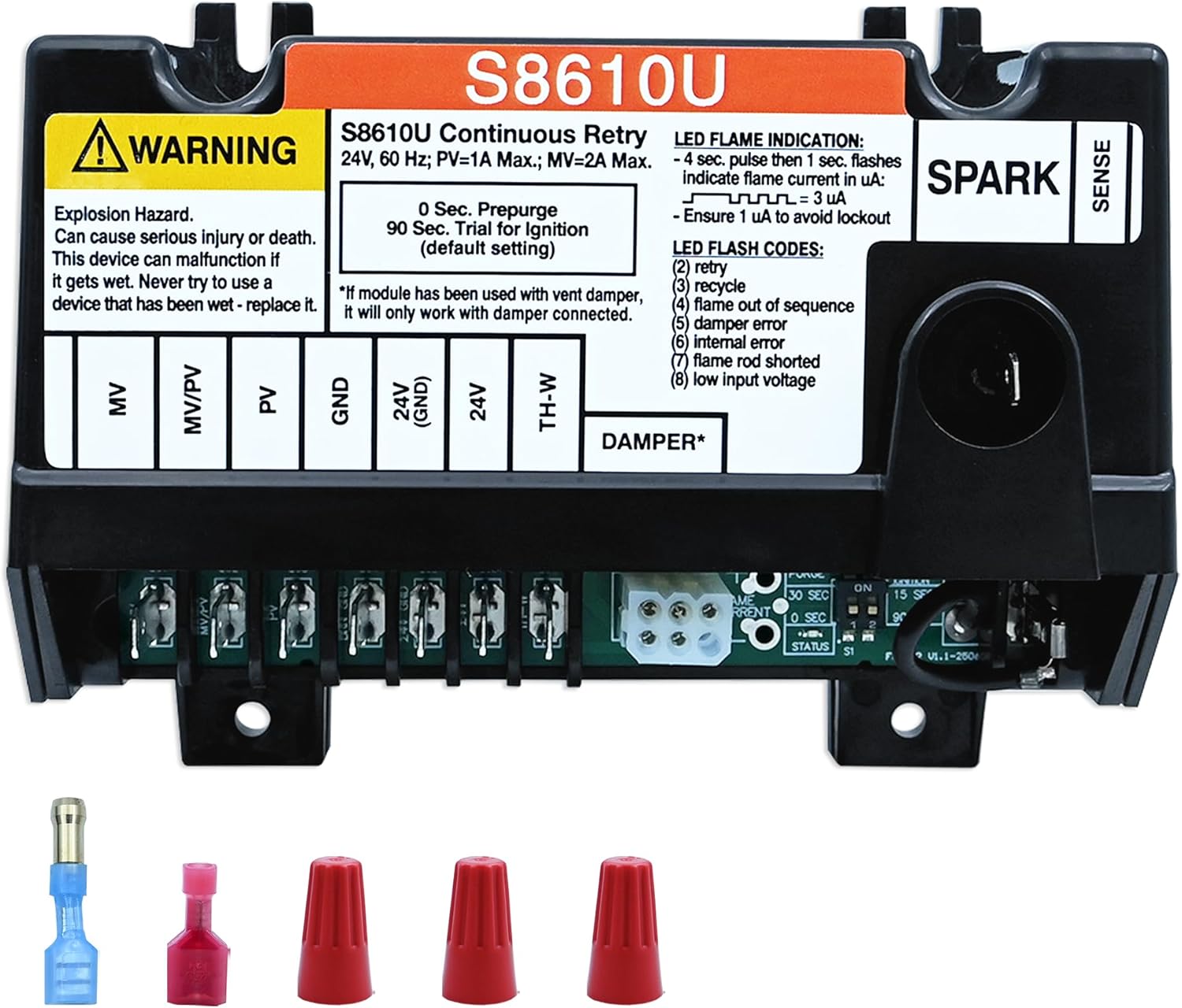 S8610U Furnace Control Board Module Compatible with Honeywell S8610U3009 S8610U1003 intermittent pilot ignition control Universal Ignition Module(BLACK)