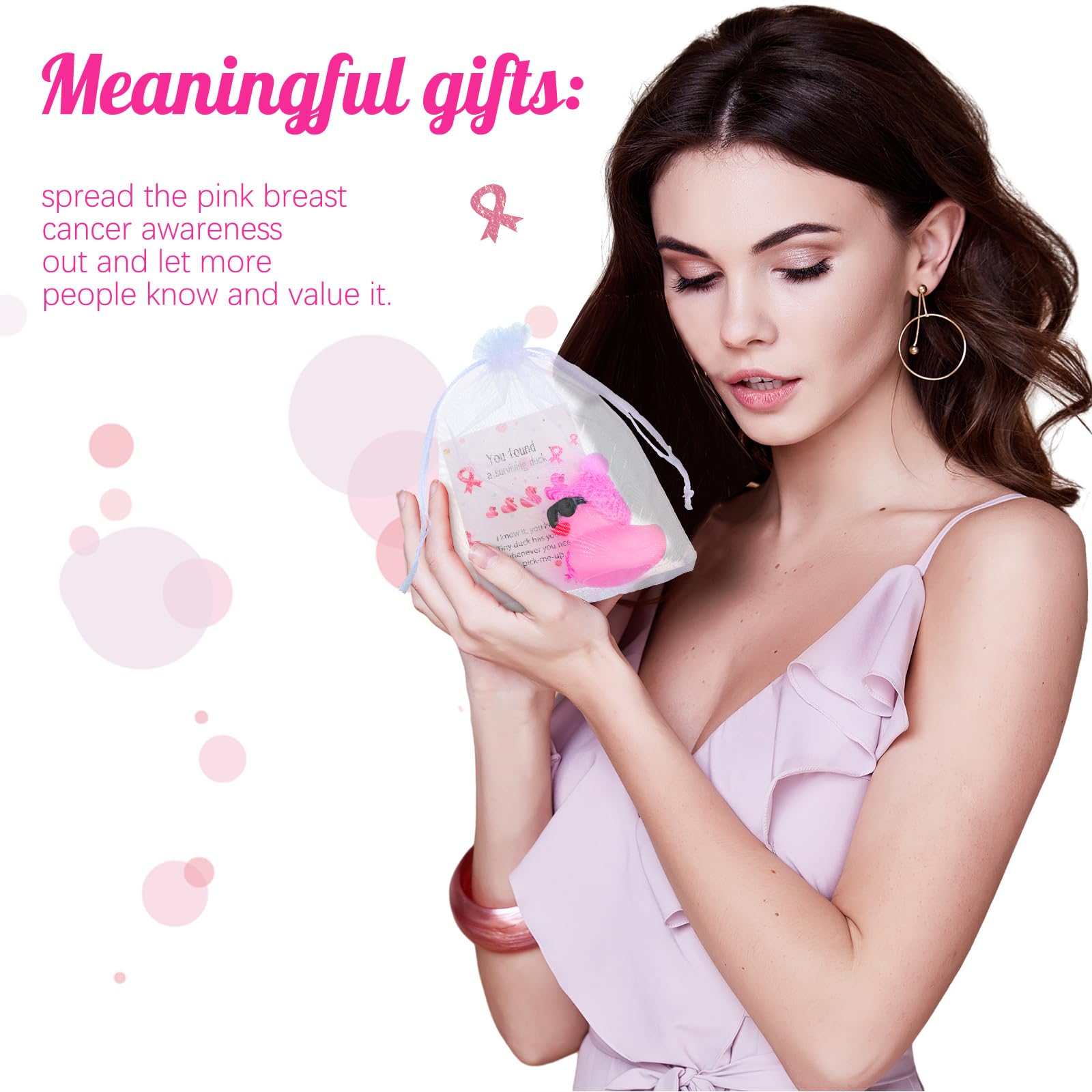 Zellophan Geschenktüten Mit Schleife – Rosa Brustkrebs-Schleife, 50 Stück, Transparent