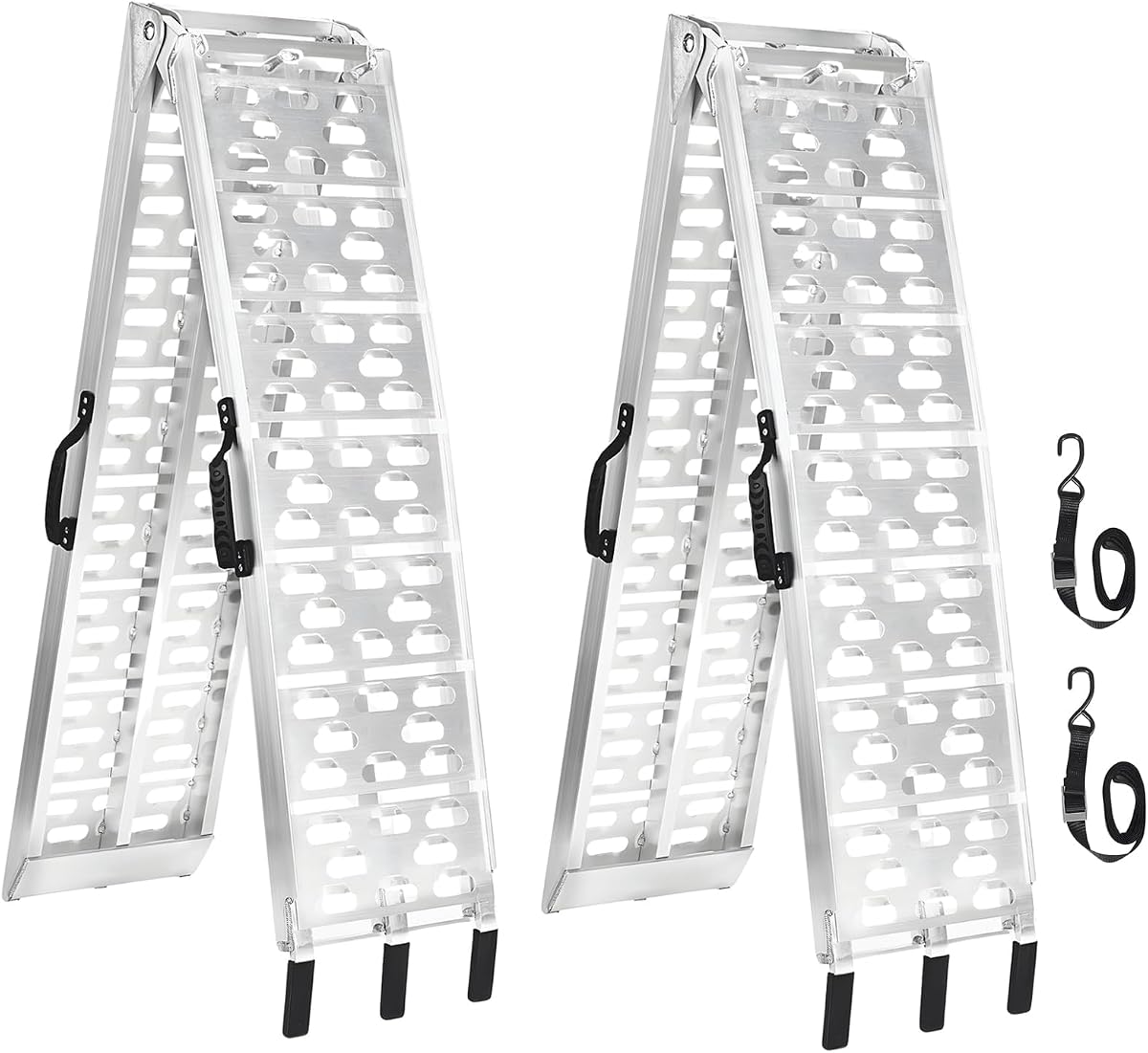 Rampas de carga de aluminio de 7,5 pies para camionetas | Carga de ATV, motocicleta, cortadora de césped, moto de cross, UTV de 1500 libras de capacidad | plegable y ligero con asas de goma | Juego de 2 piezas.
