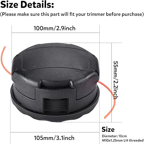 Miniatura 4 de Atjocxe Cabezal de recortadora para Echo Weed Eater Speed Feed 400 PAS-225 GT-2200 SRM-225 SRM-2620, recortadora de césped Shiandaiwa T195S T220