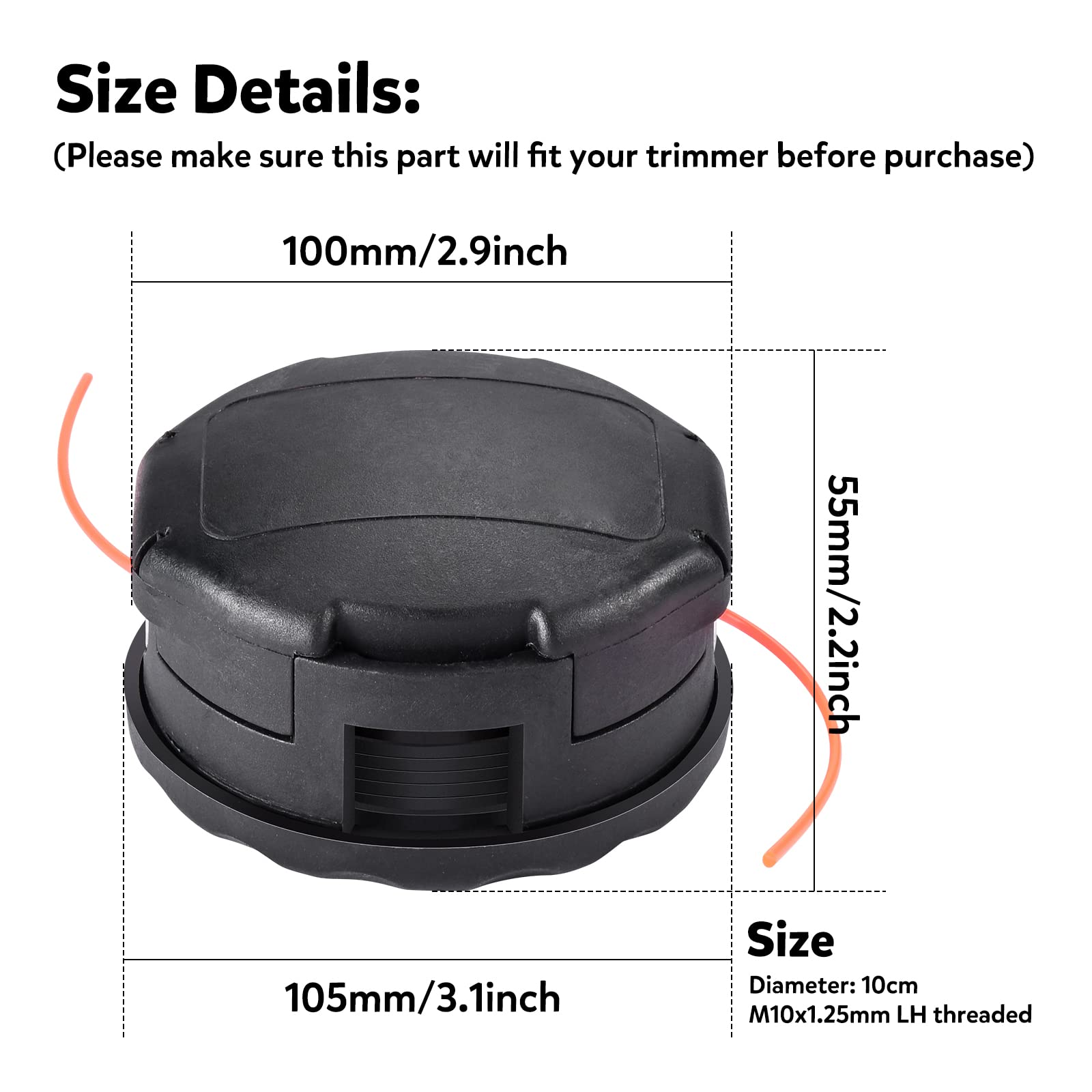 Cabezal de recortadora para Echo Weed Eater Speed Feed 400 PAS-225 GT-2200 SRM-225 SRM-2620 Cortadora de hierba, Shiandaiwa T195S T220 T222 T230 T231 Trimmer (paquete de 1)