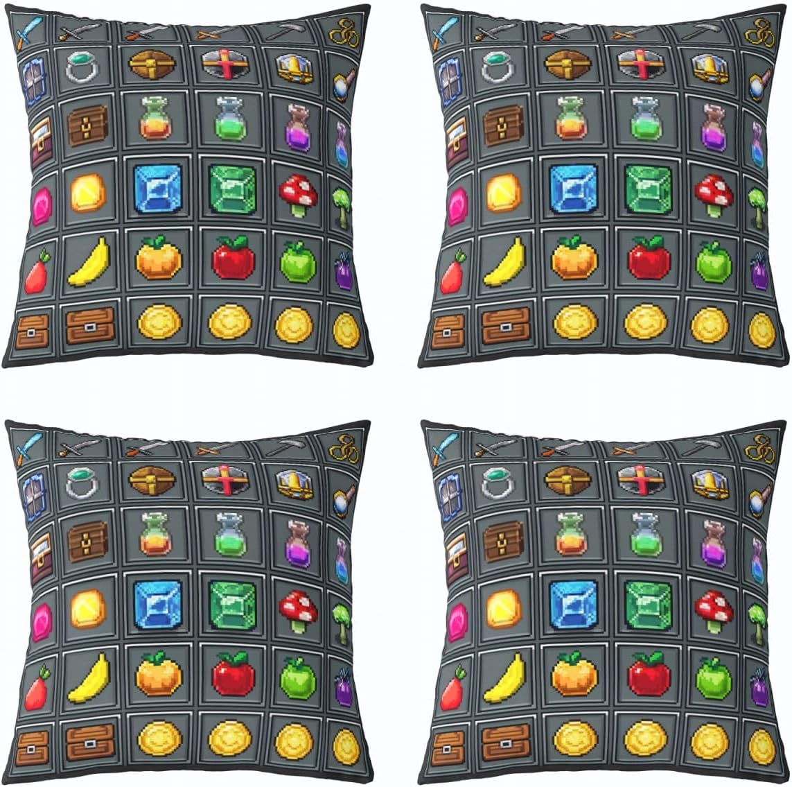 Pixelated Theme Games Throw Pillow Covers Set of 2 Cartoon Gamepad Pillow Cover for Kids Girls Boys Block Building Gaming Square Cushion Case 24"x 24" Modern Pillowcase for Office Car Living Room image 3