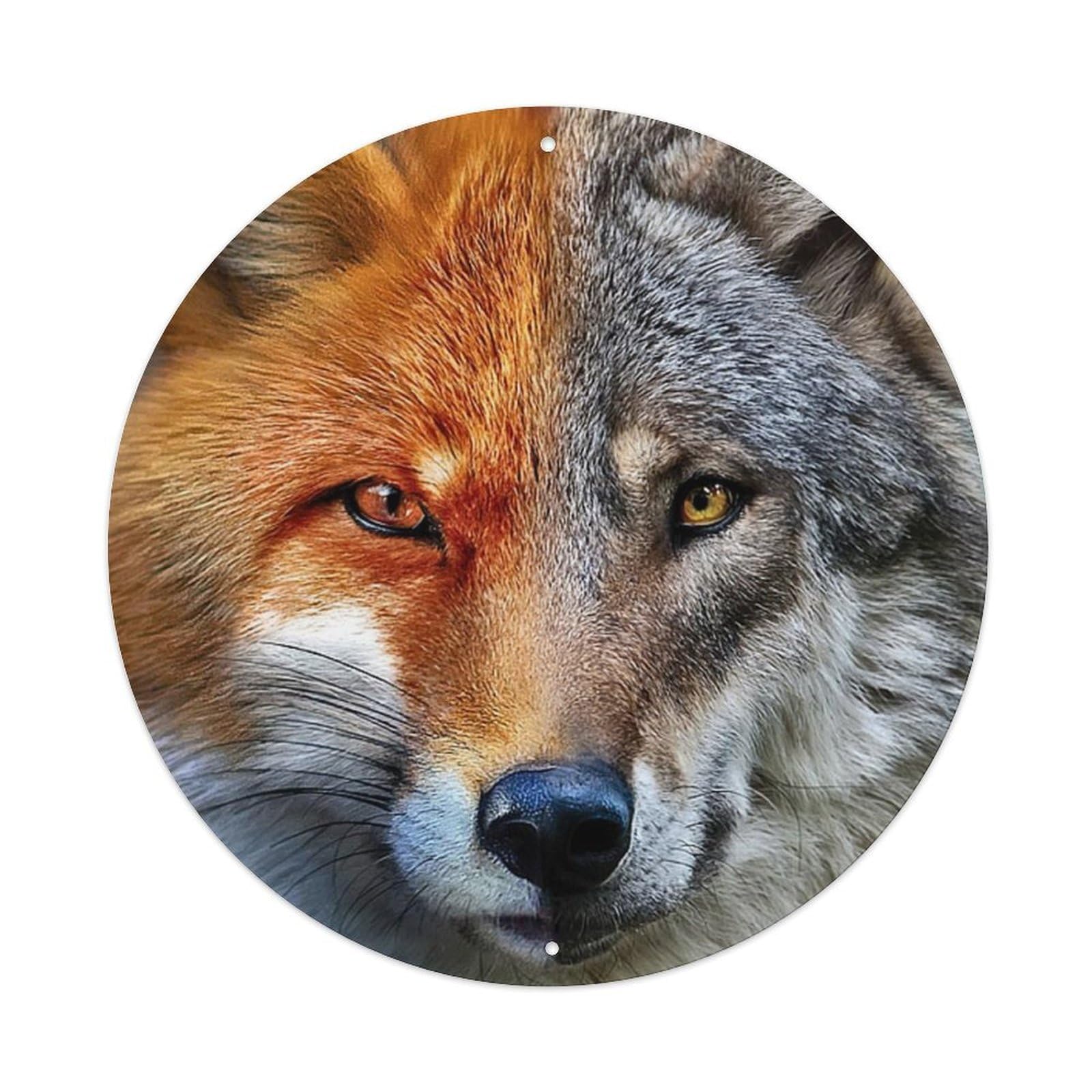 Animals Artwork Fox And Wolf Vintage Metal Tin Sign Plaque Wall Decor for Cafe, Club Bar, Office, Garden Metal Poster 8x8Inch