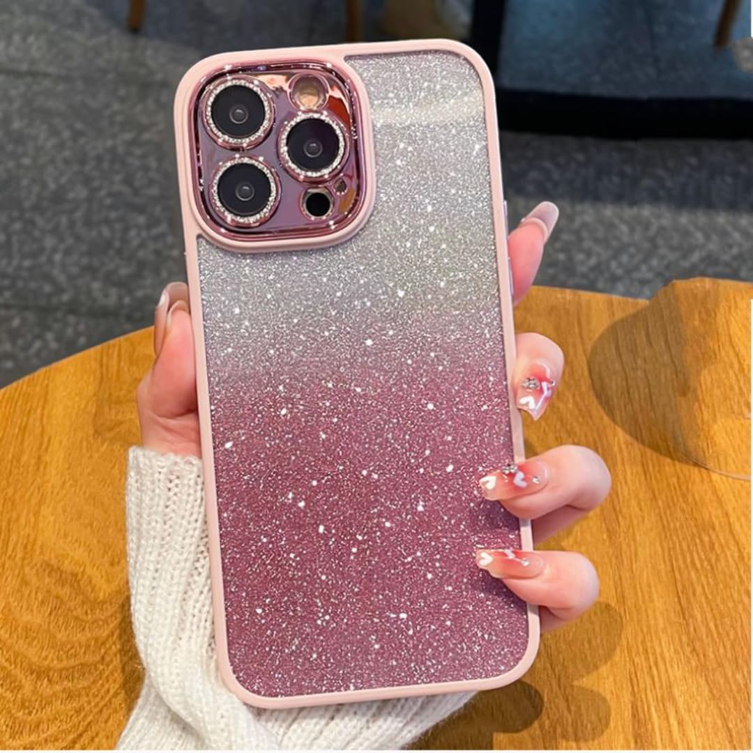 Coque antichoc iPhone 14 pailletée protégeant l'objectif des rayures