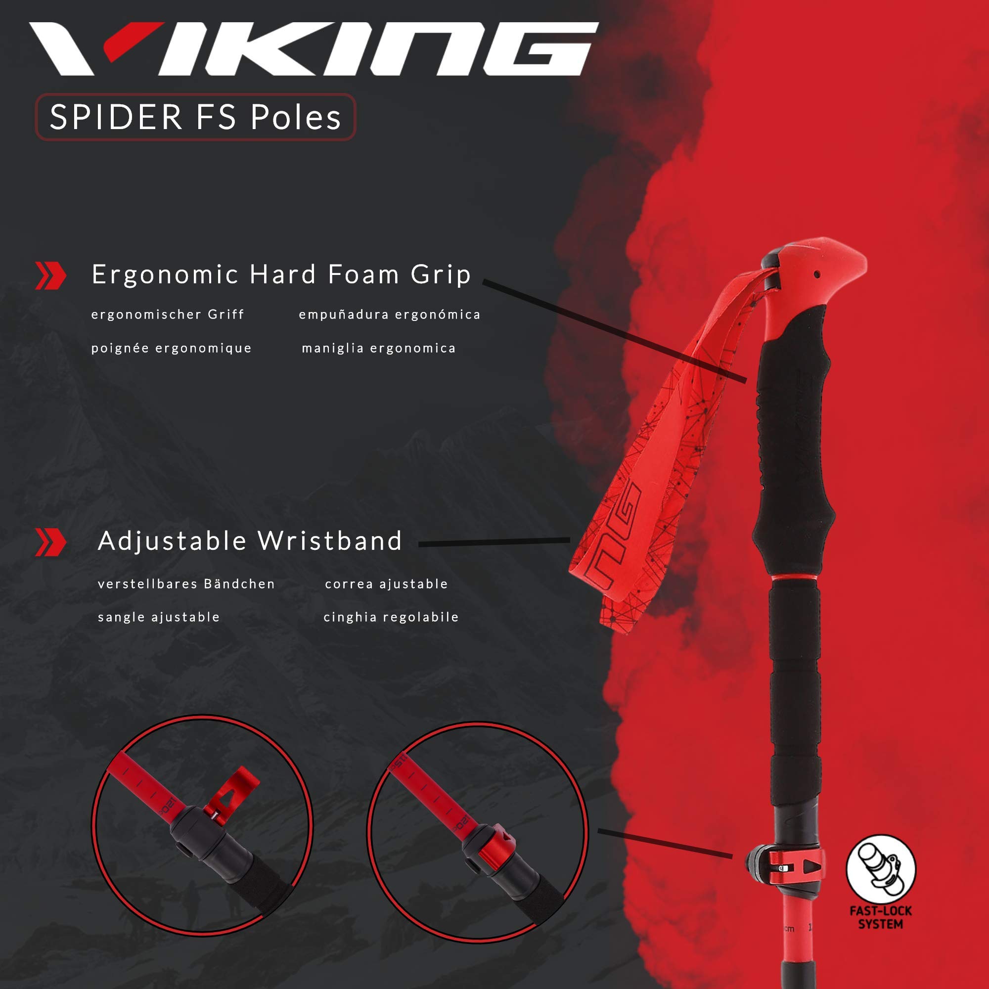 Viking Spider FS Bâtons de randonnée télescopiques Pliables en Carbone Bâtons de randonnée télescopiques Bâtons de randonnée Pliables Bâtons de randonnée en Carbone