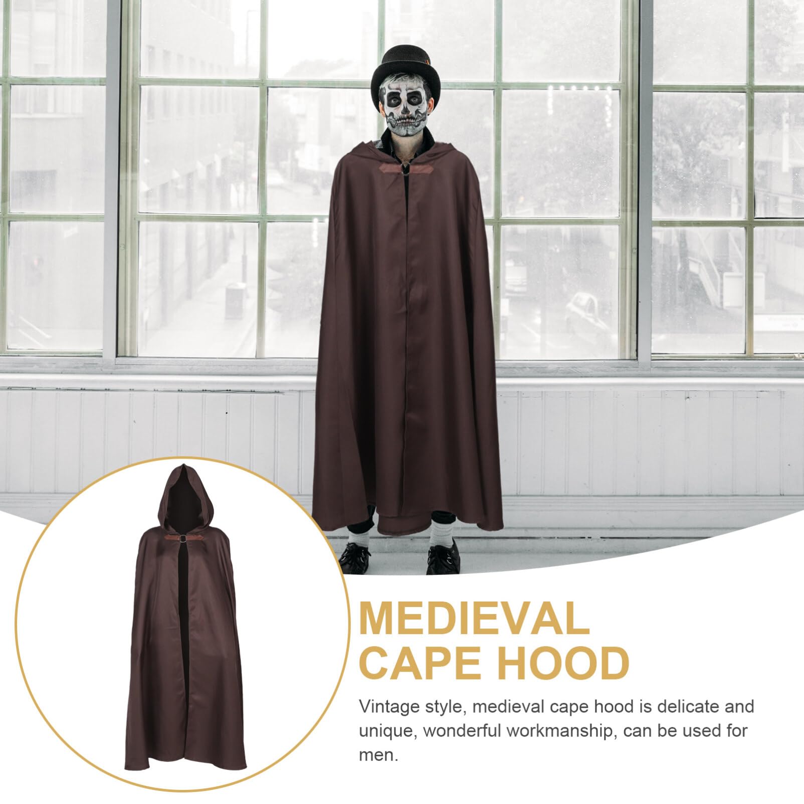 Cape Médiévale à Capuche pour Halloween Ambiance Halloween Homme en Tissu