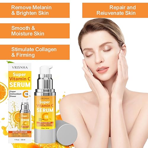 Miniatura 4 de Suero súper vitamina C para mujeres hidratante antienvejecimiento con vitamina C, ácido hialurónico, vitamina E - Cuidado facial de la piel de más