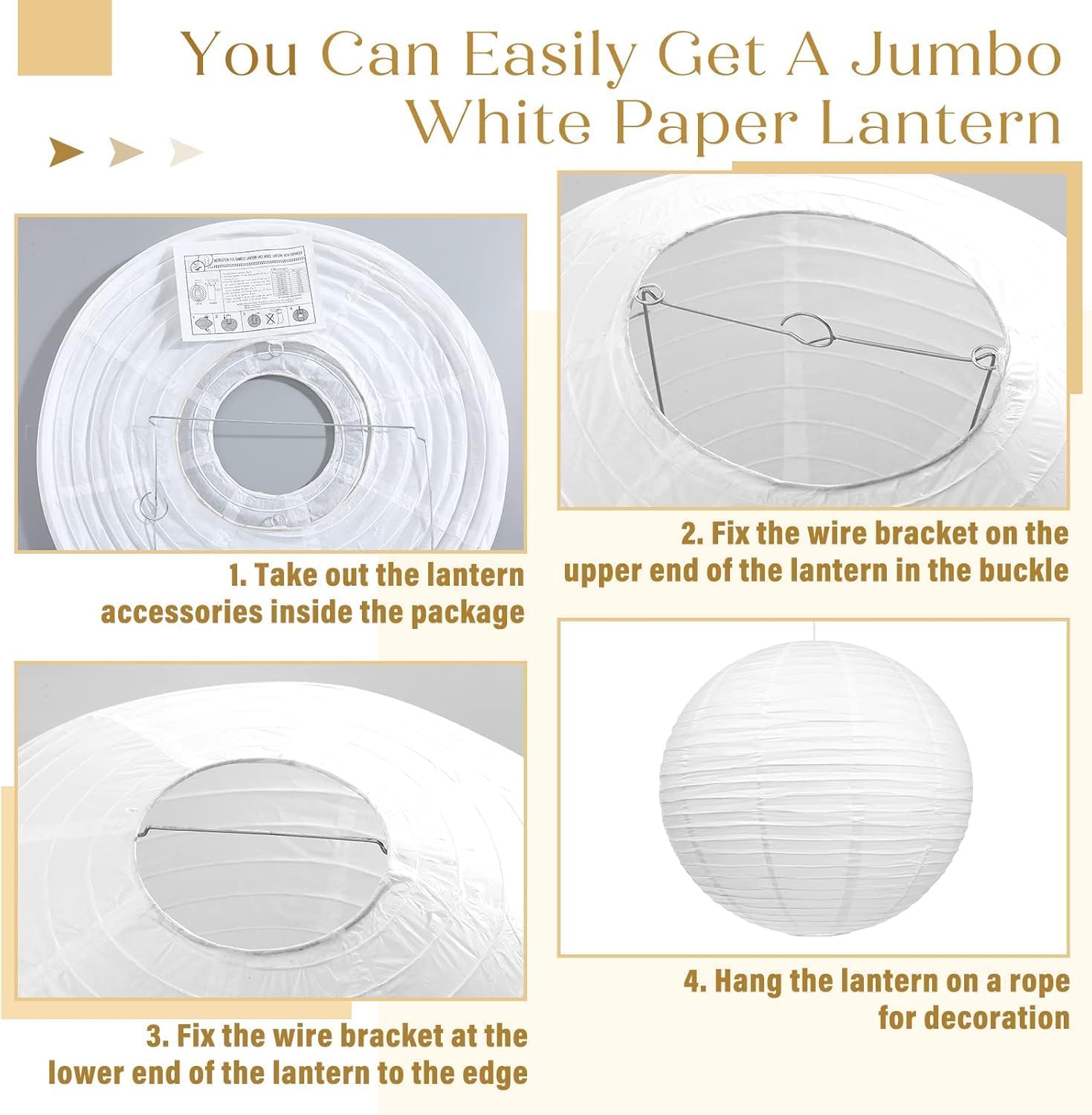 15 Pack Large Paper Lantern White Round Hanging Paper Lantern Lamp for Home New Year's Eve Valentines Wedding Party Ceiling Decoration