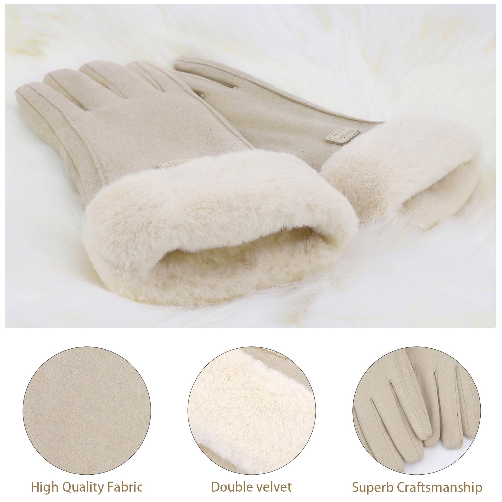 ZASFOU Damen Winter Warm Touchscreen Handschuhe mit Fleece Gefütterte Strick winterhandschuhe für Kaltes Wetter