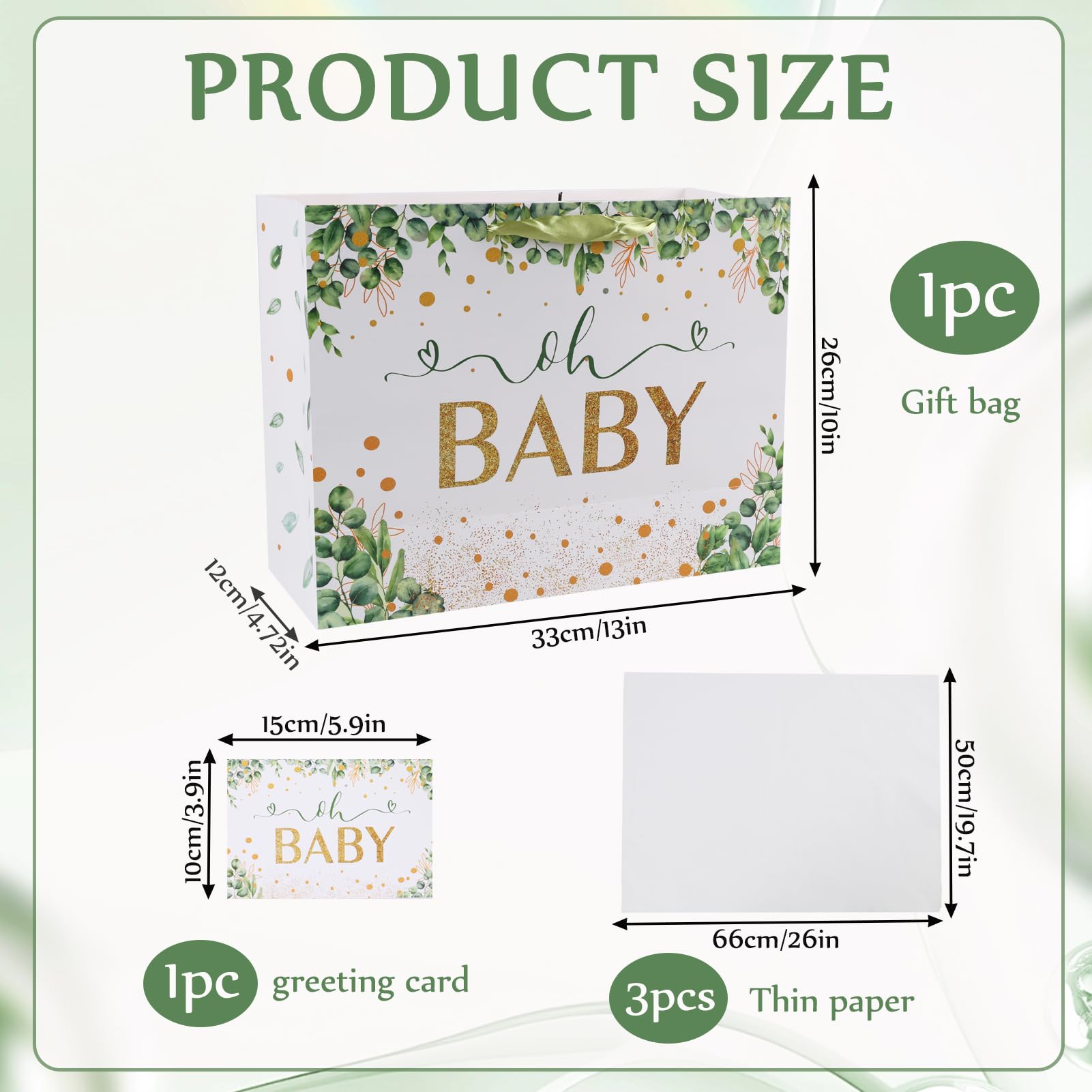 LUCTHY Large Birthday Gift Bag with Handles, 3 Tissue Papers, Card, Fresh-1 - Image 2