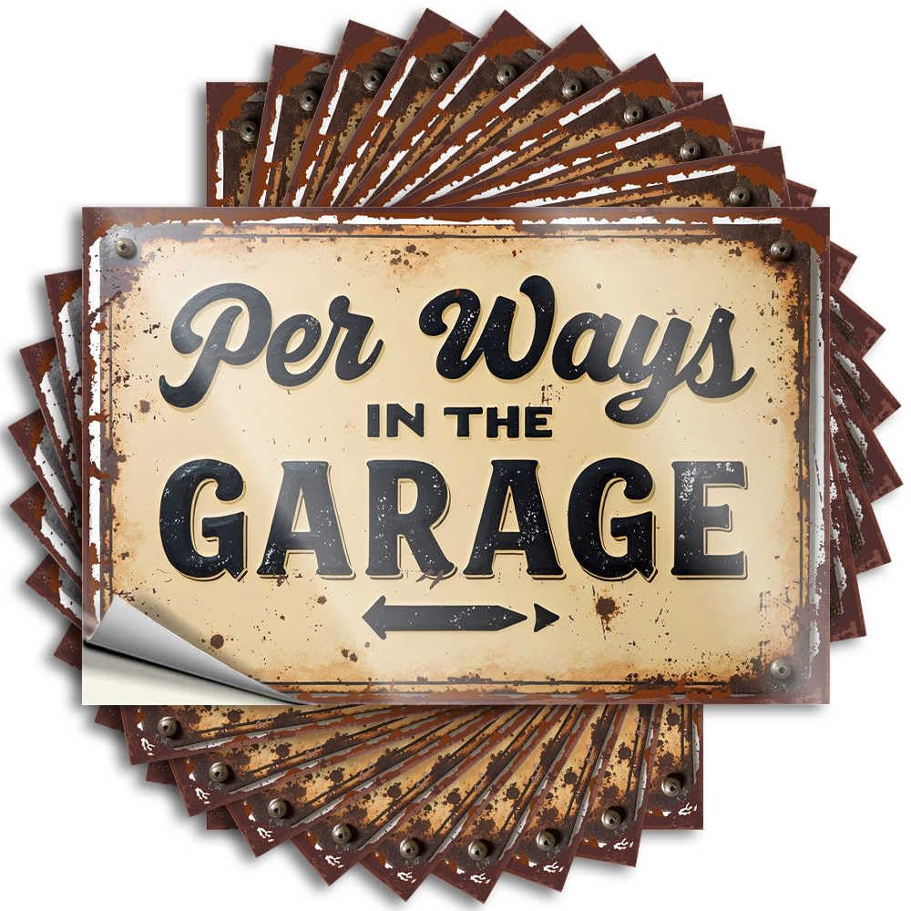Saying Man Cave Decorations Waterproof Vinyl Sticker | Vintage Garage Sign: Per Ways in The Garage Half Bumper for Antimicrobial DIY Projects(6X9CM)