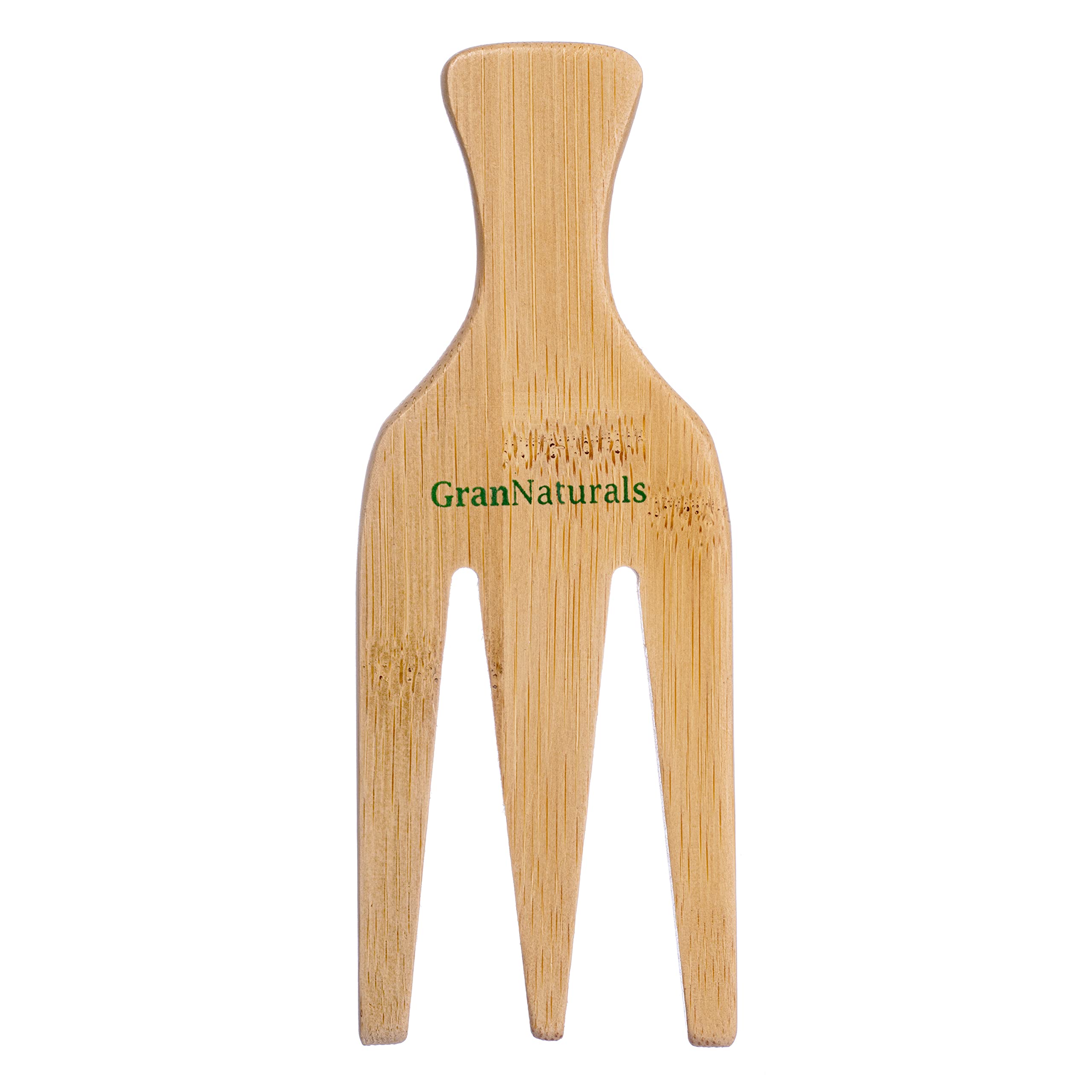 GranNaturals Wooden Parting Comb Braid Tool - Three-Prong Wide Tooth Combs for Thick & Coarse Curls - Afro Picks for Women & Men - Hair Braiding Tools