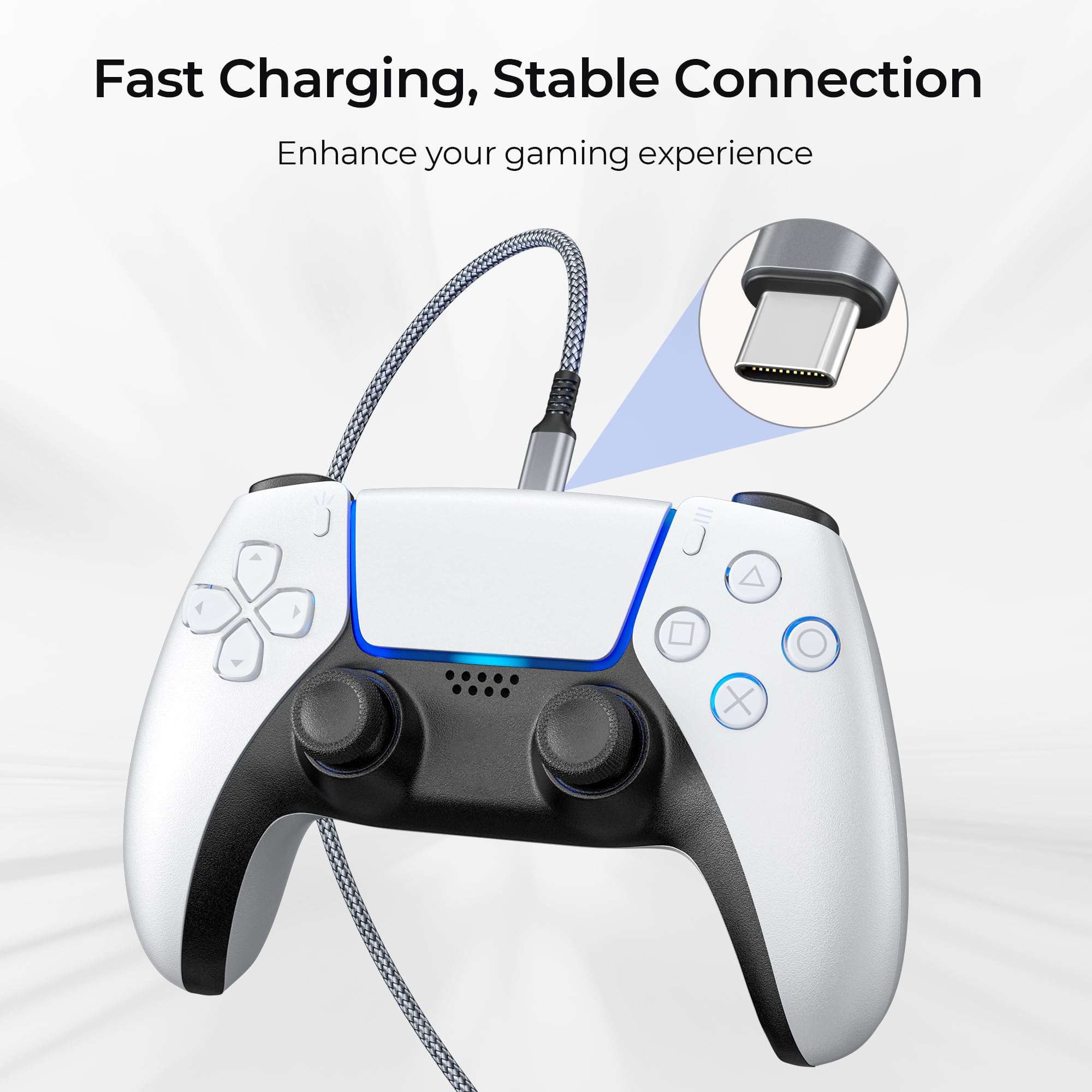 Basesailor para XBox Series X|S Cable Cargador 2M 2Pack,PS5 Pro Controller Cable de carga USB tipo C para Nintendo Switch 2/OLED/Lite,Elite Series 2,para PlayStation 5 DualSense Controller