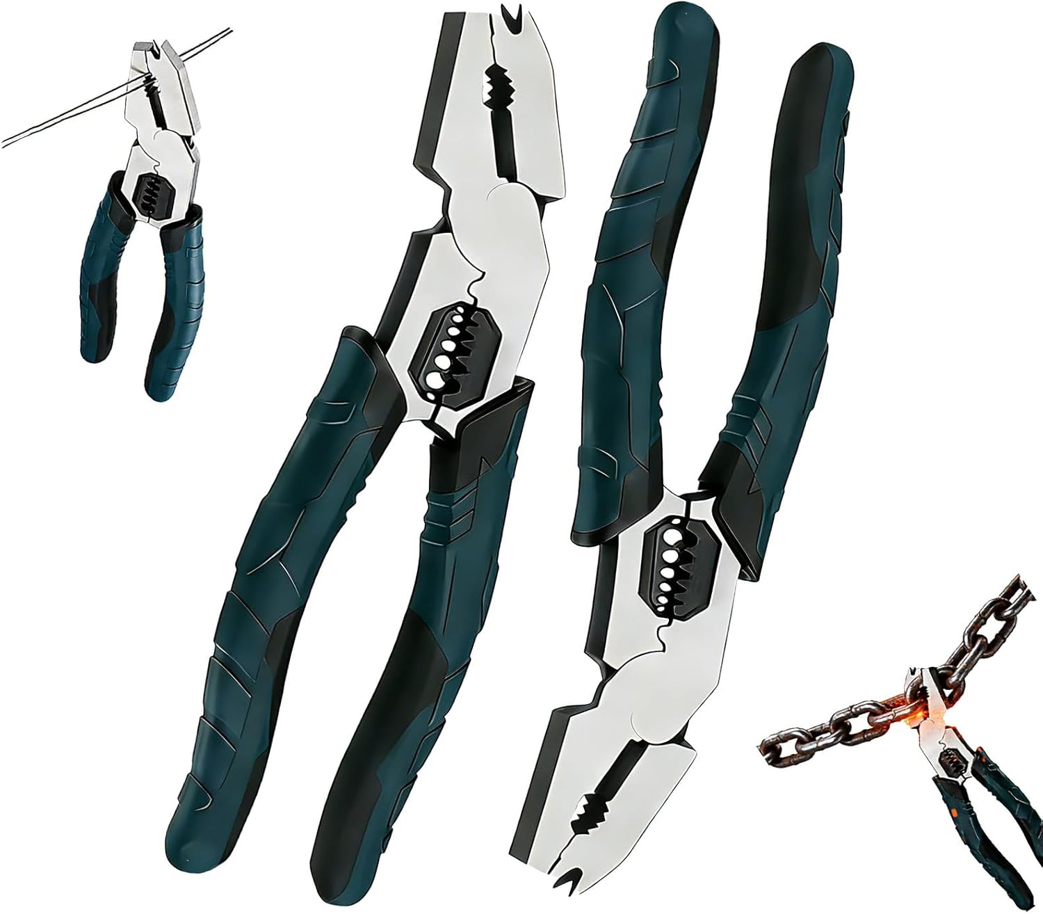 Industrial-Grade Multi-function Cutting Pliers, High-Leverage 8-in-1 Pliers with Nail Puller, Heavy-Duty Wire Cutters & Wire Stripper for Electrician Tools, Lineman, Ironworker & Hand Tools