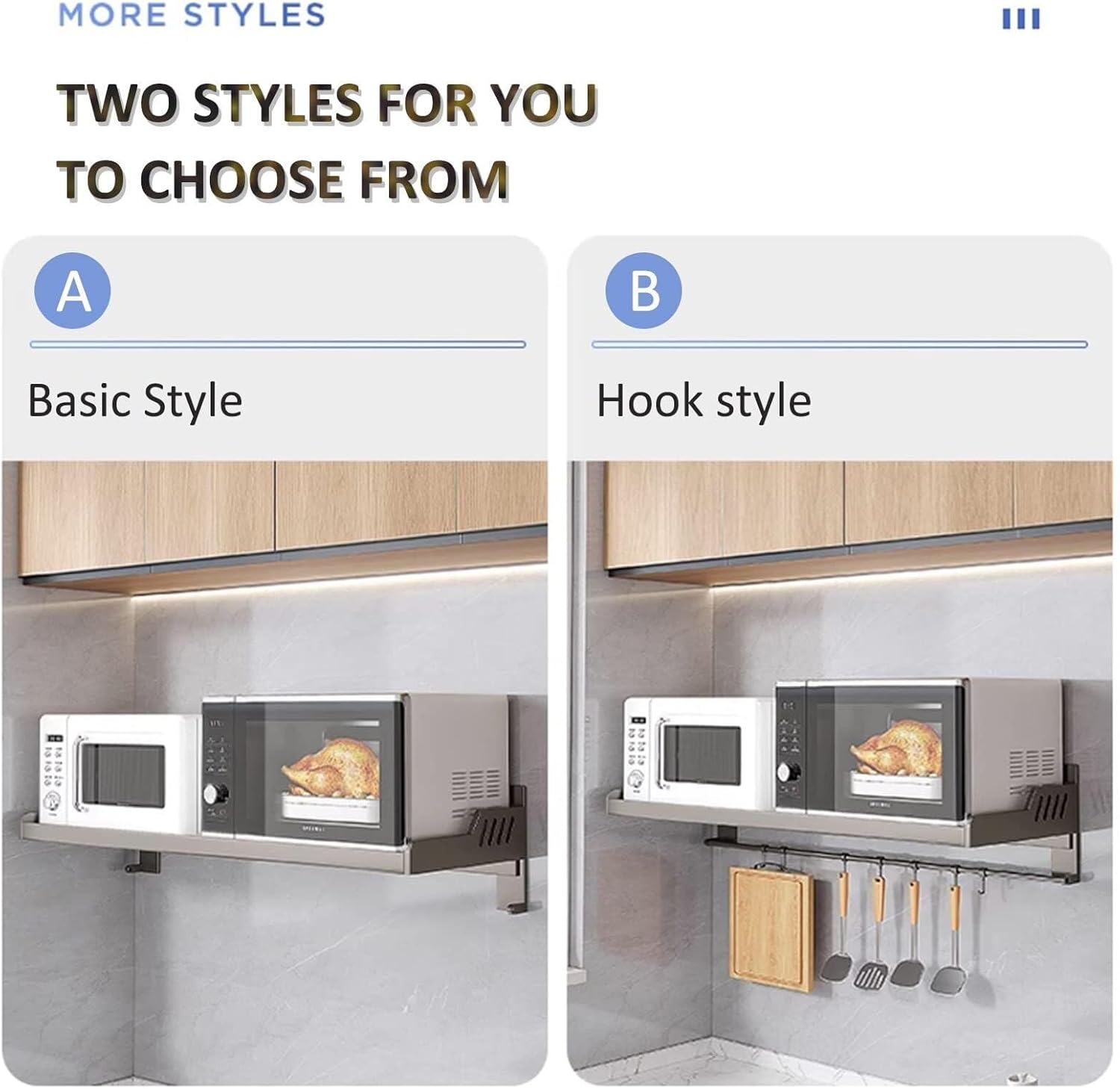 Wall-Mounted Kitchen Pot & Pan Rack, Electric Oven Holder Shelf, 60cm 80cm Cookware Storage Organizer, White, Space-Saving Wall Shelf(50Cm)