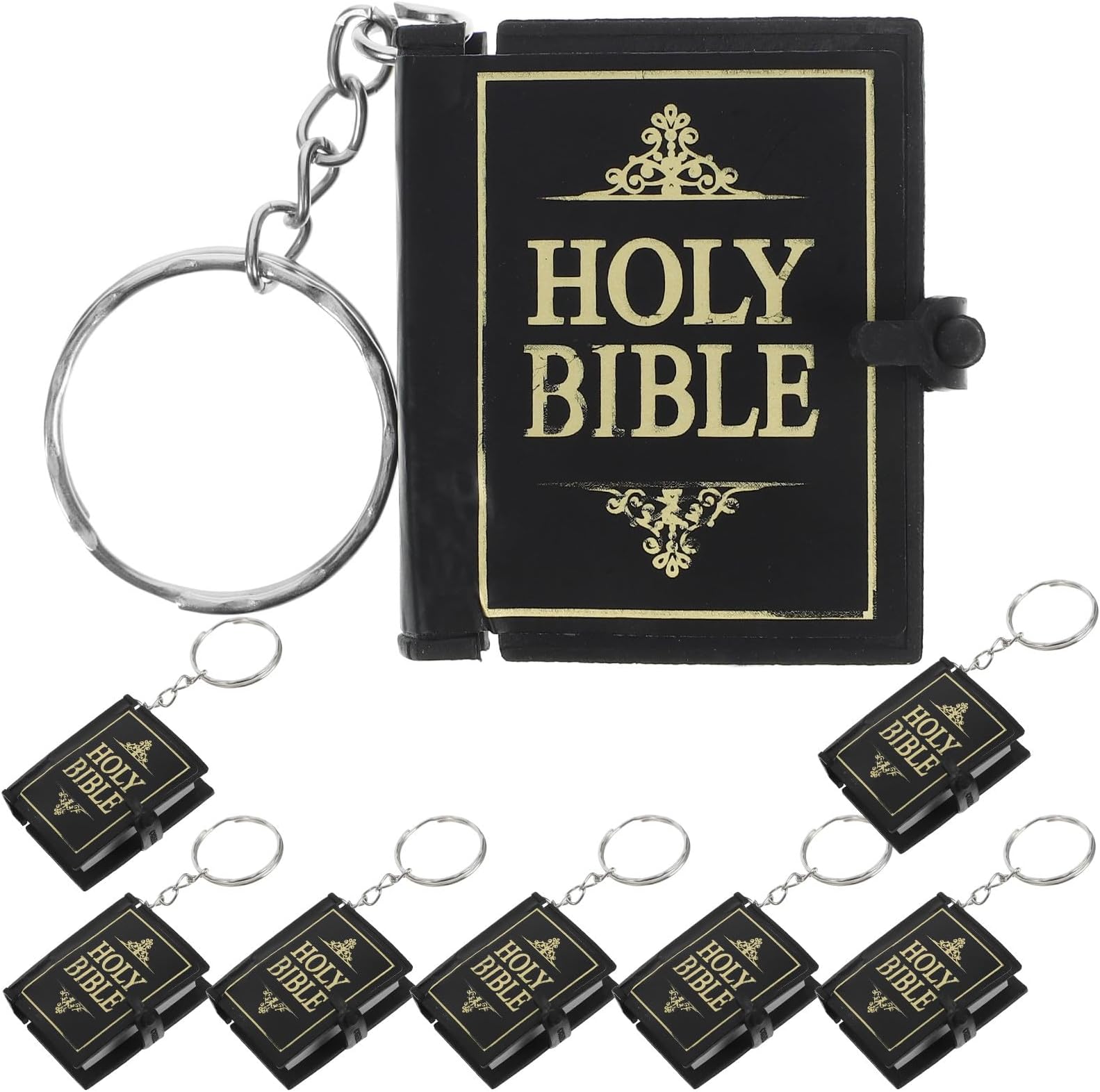 Easter Mini Bible Keychain, 8pcs Tiny Real Bibles Key Chains, Miniature Religious Book Pendant Key Rings for Handbag Pendant Men's Keychain