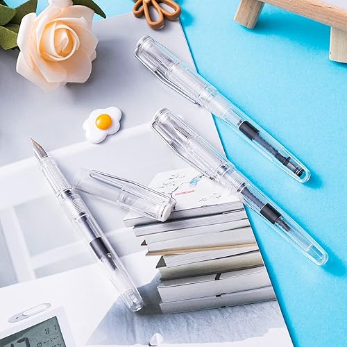 Vista 13 de 16 bolígrafos estilográficos desechables recargables para escribir punta fina, pluma de tinta de firma con pistón, para caligrafía, pintura, dibujo