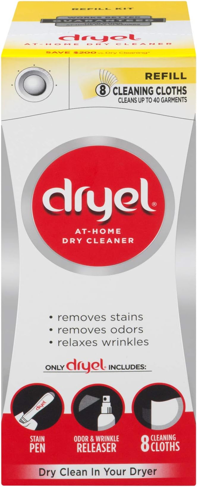 dryelAt Home Dry Cleaner Refill (Pack of 2), 16 Counts in total