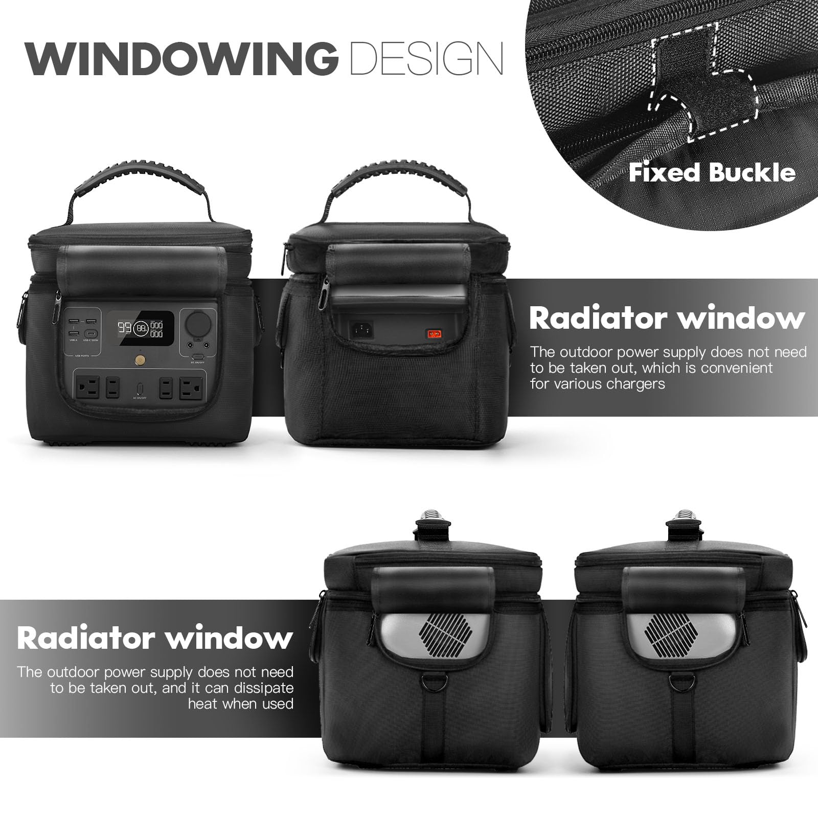 Étui de transport ECOFLOW River 2 MAX/Pro, sac de rangement avec fermeture éclair latéral, poches pour câbles