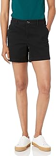 Amazon Essentials Damen Mittelhohe, schmal geschnittene, khakifarbene Shorts mit 13 cm Schrittlänge (erhältlich in gerader...