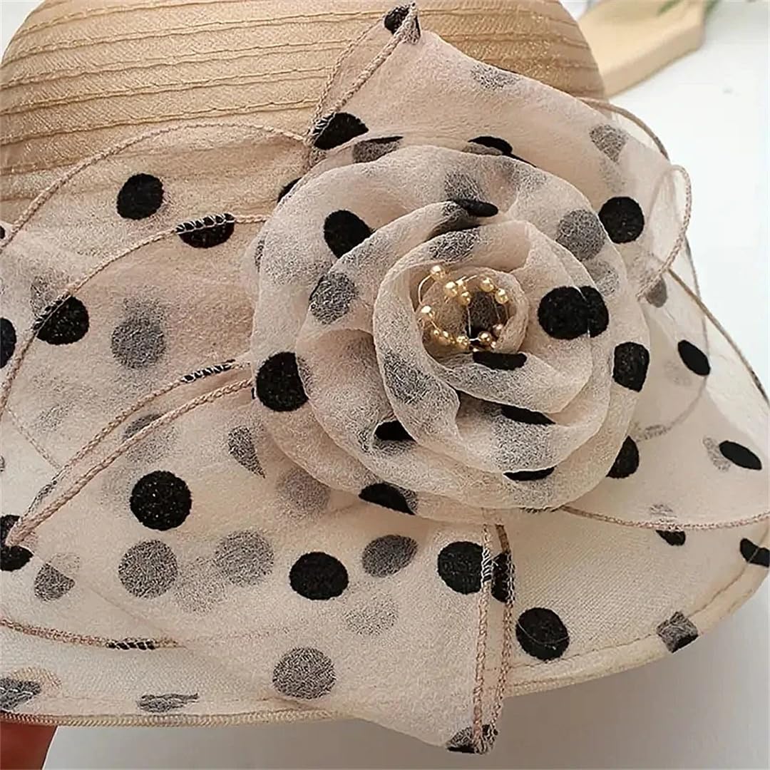 Yeuyyben Cappello da pescatore da donna con decorazione floreale, alla moda, elegante, da viaggio, cappello da pescatore per vacanze