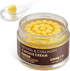 Creme de cápsula de colágeno de retinol profundo - creme de retinol para rosto, antienvelhecimento, dia e noite, hidratante facial com ácido hialurônico para toda a pele, firme, rugas