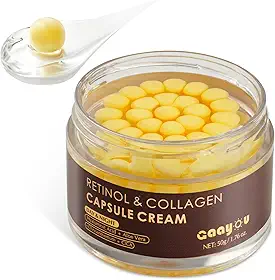 Creme de cápsula de colágeno de retinol profundo - creme de retinol para rosto, antienvelhecimento, dia e noite, hidratante facial com ácido hialurônico para toda a pele, firme, rugas