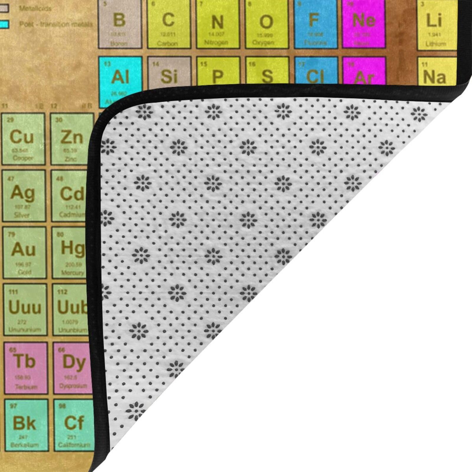 Tavola periodica, Tappeto grande antiscivolo per soggiorno e camera da letto, 150 x 100 cm.