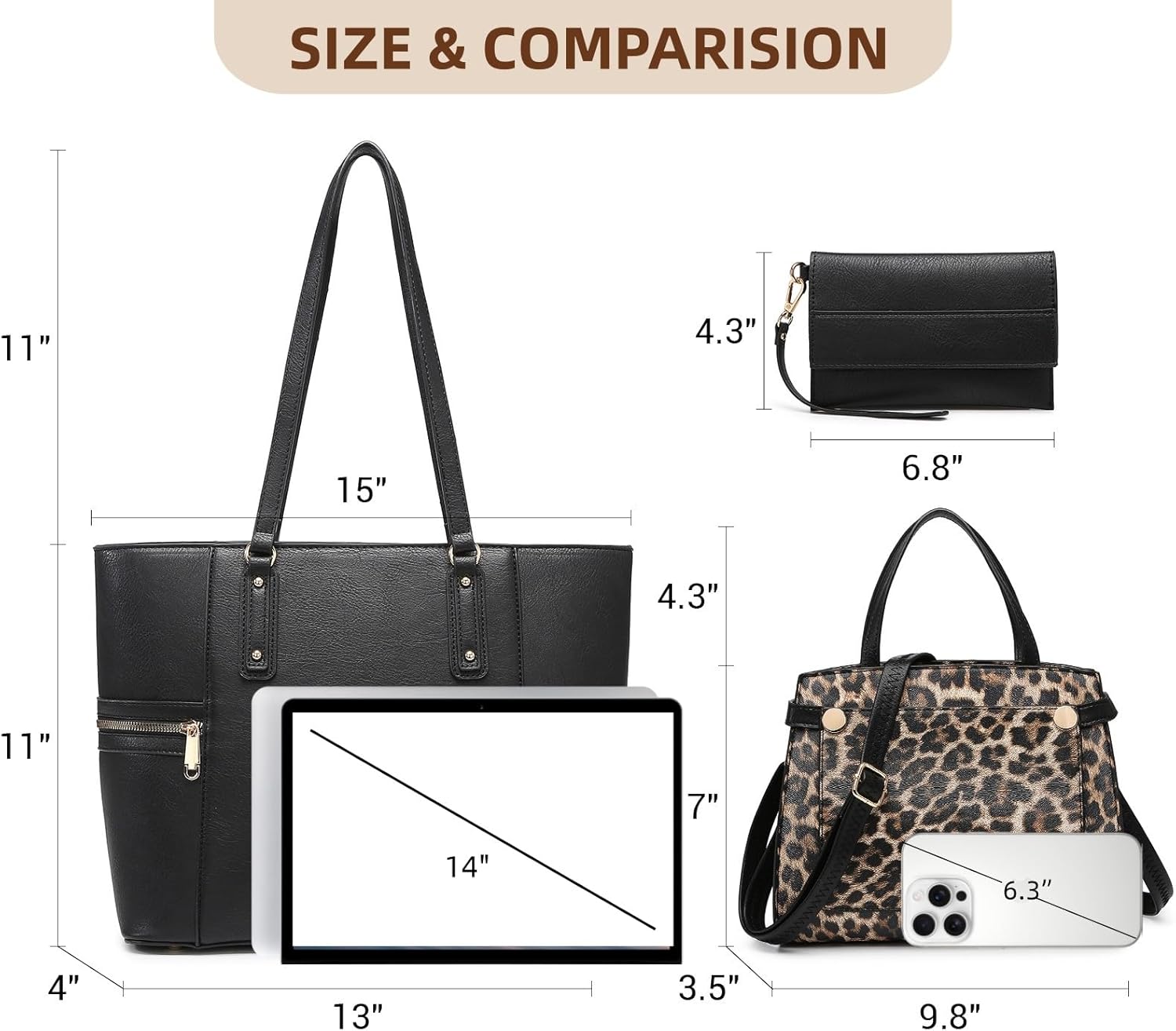 Purses and Handbags for Women Tote Bag Shoulder Bag Top Handle Satchel Purse Set with Wallet Large Work Tote 3pcs - Image 4