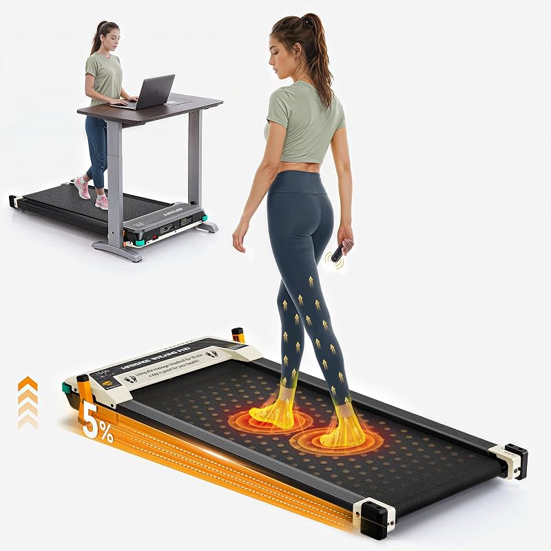 FUNRAY Versatile Walking Pad Treadmill with Incline - Dual-Sided Under Desk Treadmill with Foot Massage,2 in 1 Walking Pad for Home/Office, Portable Compact Treadmills with 330LBS Weight Capacity
