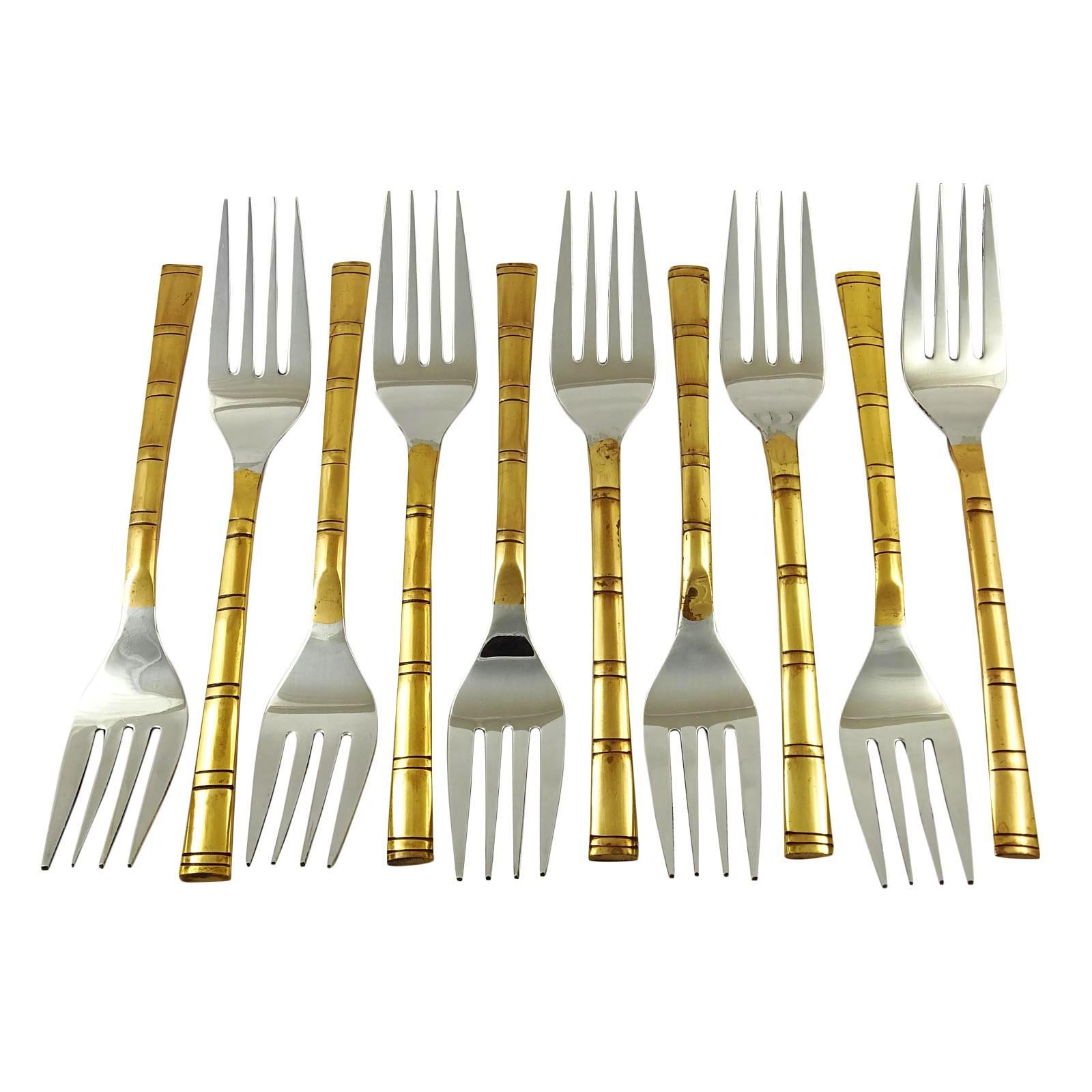 Kitchen Accessories Copper Traditional Indian Serving Fork Cutlery Set Of 10 Pcs