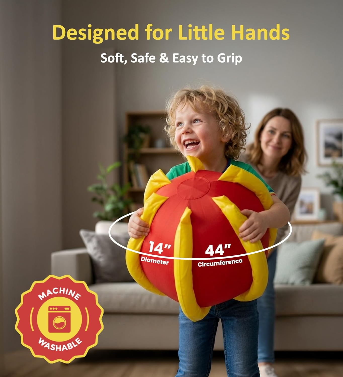 Nurture Smart™ Rib-It-Ball – Ribbed Crinkle Texture, Bright Colors Easy-to-Grip. Designed for Babies, Toddlers & Pre-Schoolers Motor Skills Development & Sensory Play, Perfect