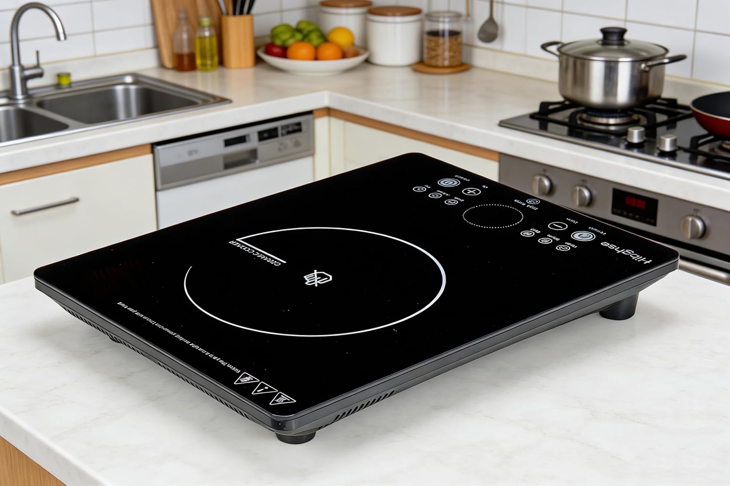 Single Burner Electric Cooktop, 1800W Countertop Electric Stove Top Burner with Adjustable Temperature, 110V Induction Cooktop Infrared Ceramic Hot Plate for Cooking