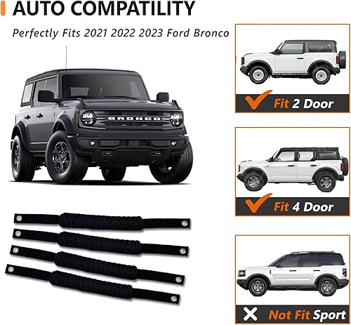 Miniatura 6 de Medwoka Asas de agarre de barra antivuelco (negro)  Compatible con Ford Bronco 2021 2022 2023, mango de agarre de paracaídas, accesorios interiores