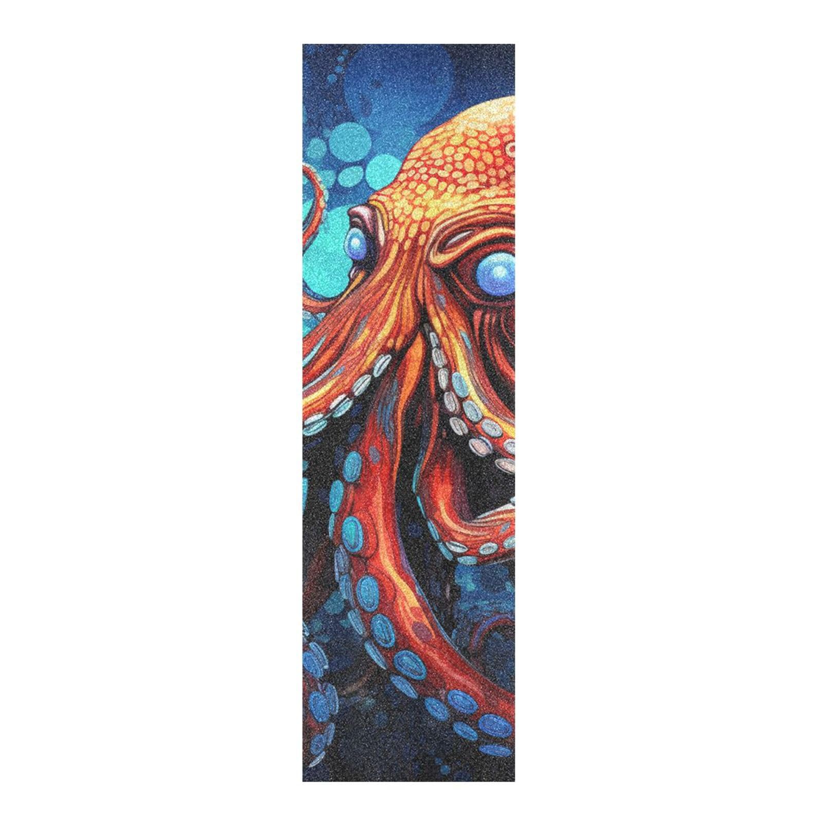 Abstrakte Rote Krake Skateboard Griptape Rutschfest Selbstklebend Longboard Griptapes Aufkleber Griffband 9x33in,44x10in(1pcs)