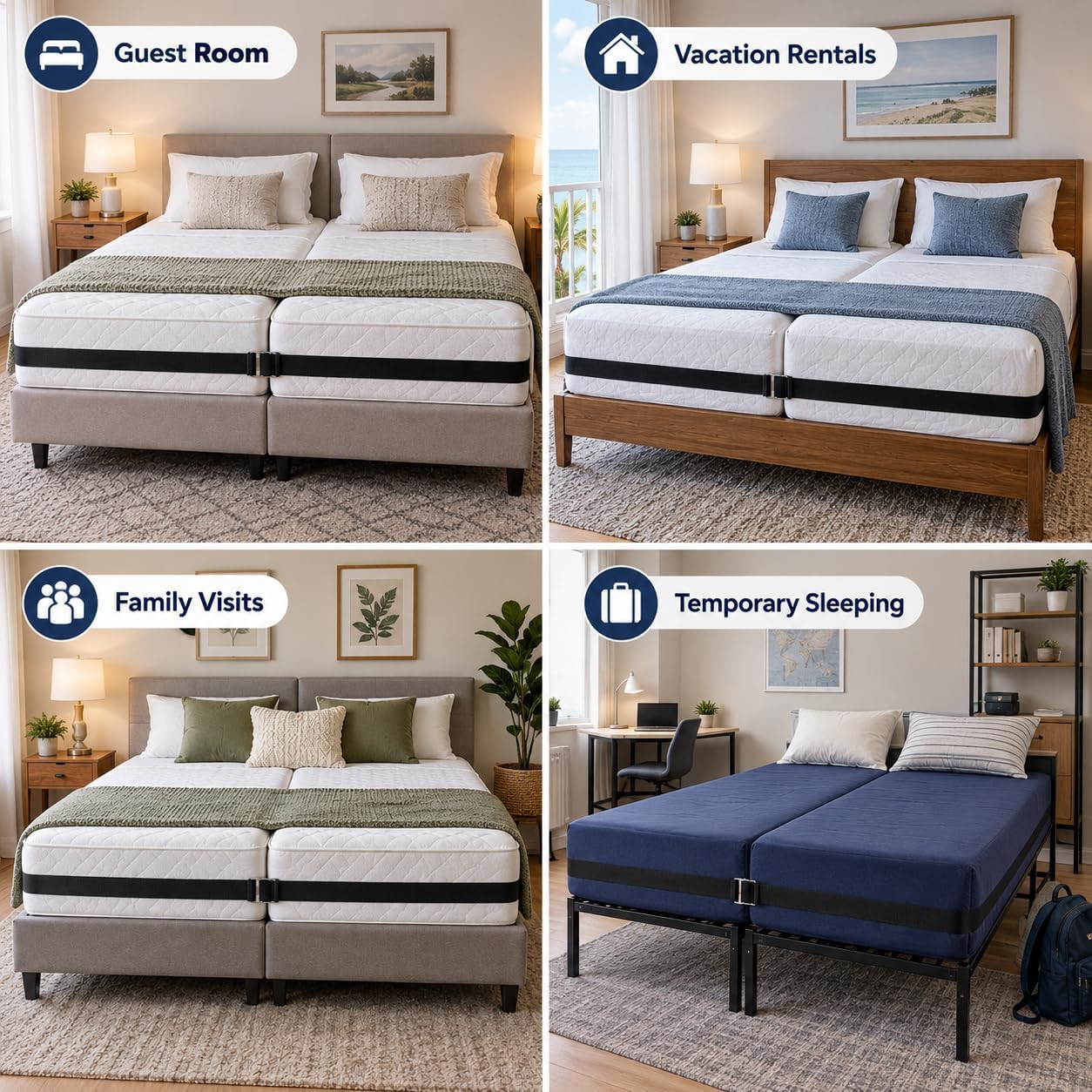 Mattress StrMattress Straps to Hold Mattress Together, Twin to King Bed Connector, 33 Ft Longaps to Hold Mattress Together Twin to King Connector