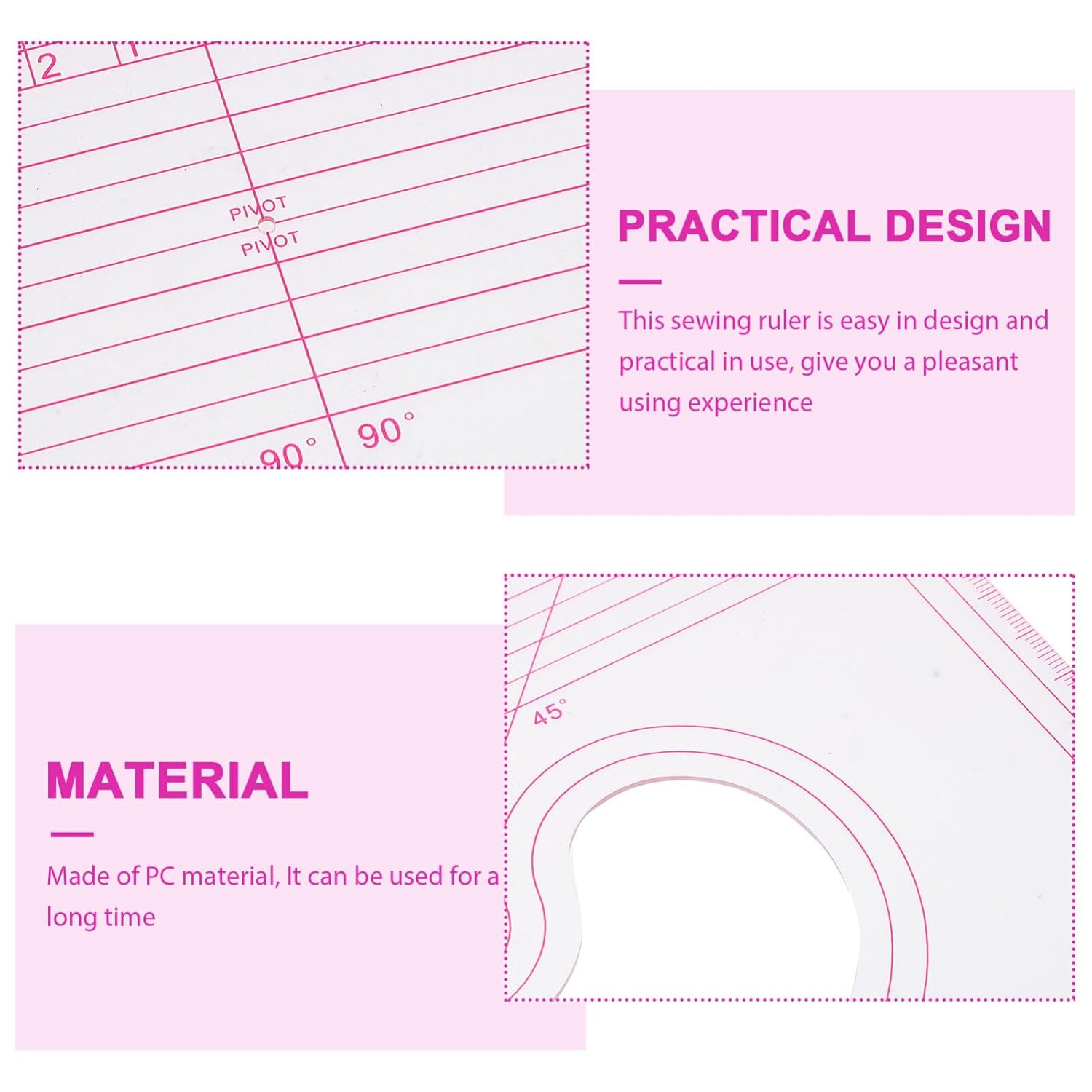 DOITOOL Pattern Maker Pattern Making Ruler for Sewing - 43 x 19 cm Multipurpose Metric Sewing Tools for Cutting, Marking, Drafting, Quilting & Dressmaking | Ideal for Fashion Design & Tailoring