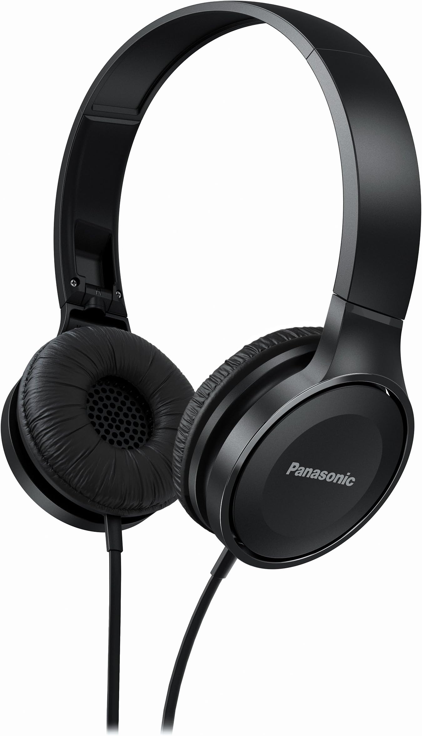 Panasonic On Ear Stereo Headphones RP-HF100ME-K with Integrated Mic and Controller, Travel-Fold Design, Matte Finish, Black