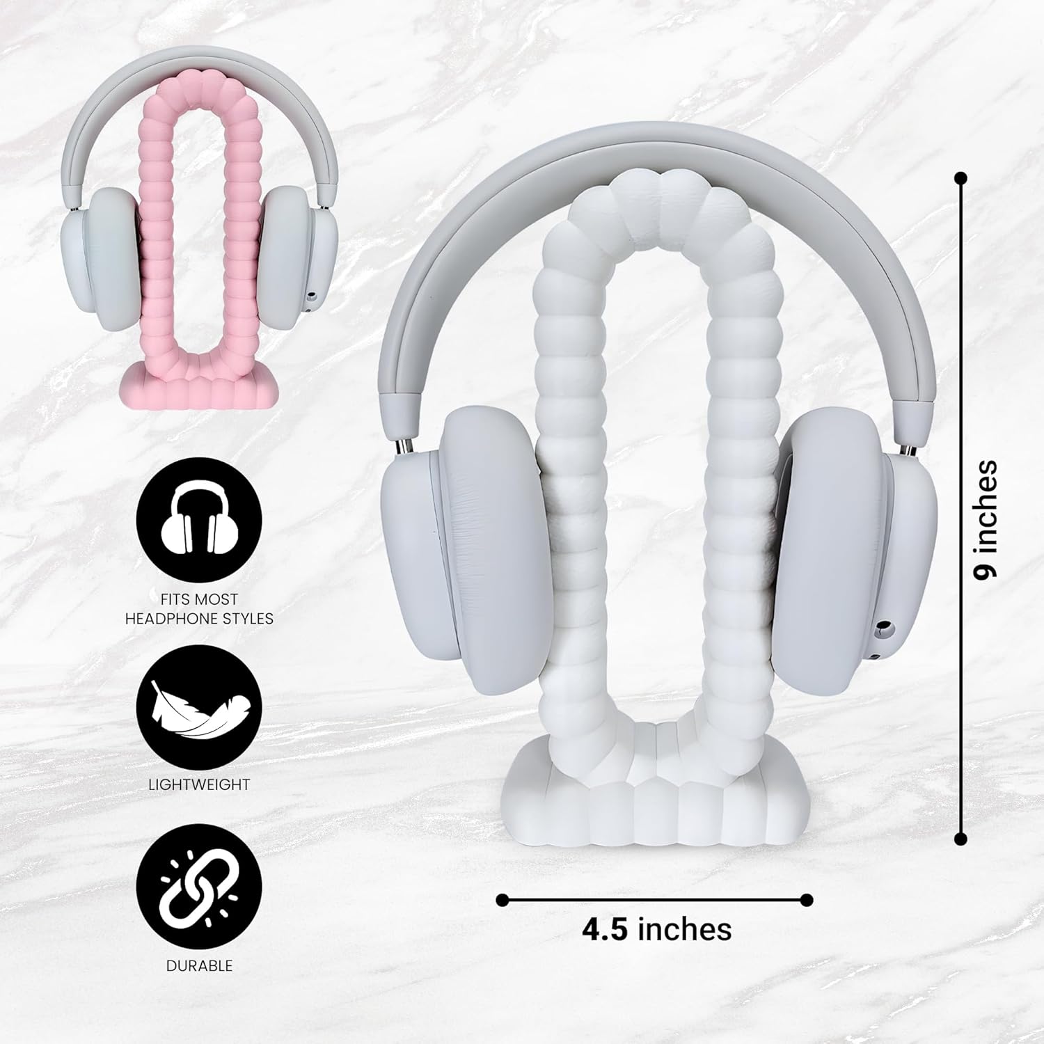 Cloud Headphone Stand - Gaming Headset Holder - Desktop Earphone Hanger, Cute Kawaii Headphone Hanger for Sony, Bose, Apple, Gaming Headphones Display (White)