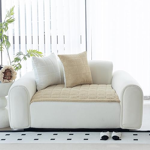 Miniatura 23 de Funda para sofá, fundas de sofá para perros, lavables, antideslizantes, a rayas, para sofá seccional, protector de muebles para forma de L (marrón