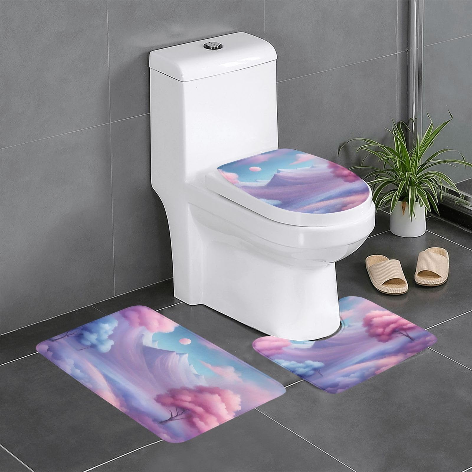Tapis de bain anti glissade et humidité lot de 3 couleurs pastel