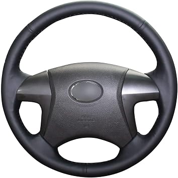 Black Genuine Leather Car Custom Steering Wheel Cover for Toyota Camry 2007 2008 2009 2010 2011 / Toyota Highlander 2008 2009 2010 2011 2012 2013 Accessories