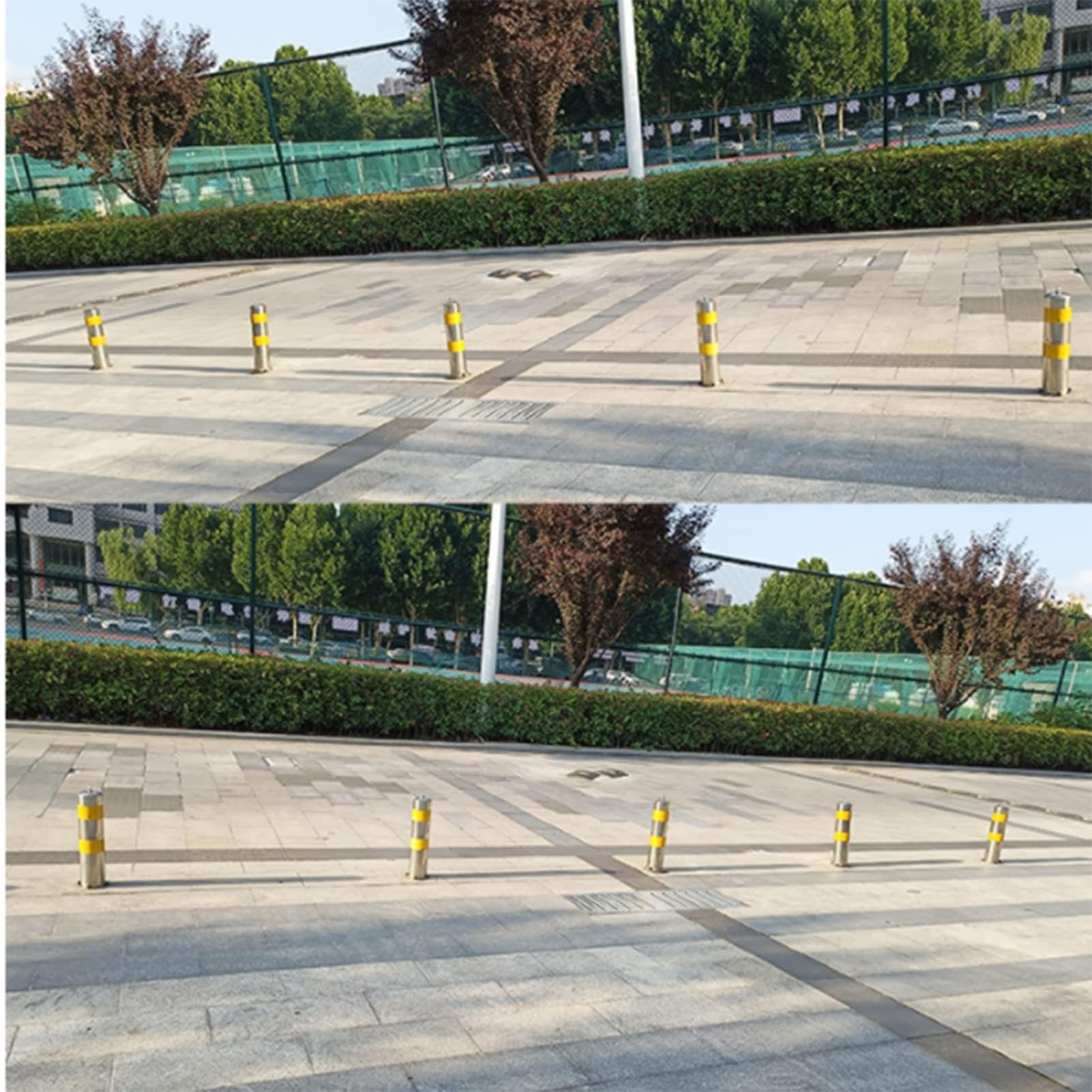 Bolardos de seguridad industrial, postes de seguridad de tráfico para calzadas, barreras de protección al aire libre (paquete de 2, 75 cm), mejora la seguridad vial y el control de acceso
